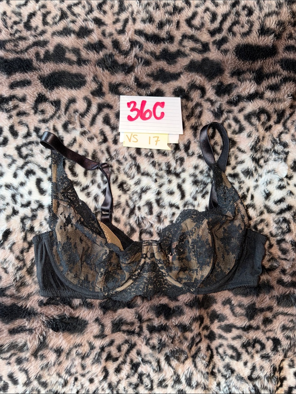 RARE 2001 Vintage Sheer Lace 36C Underwire victoria’s Secret Bra - Black VS17